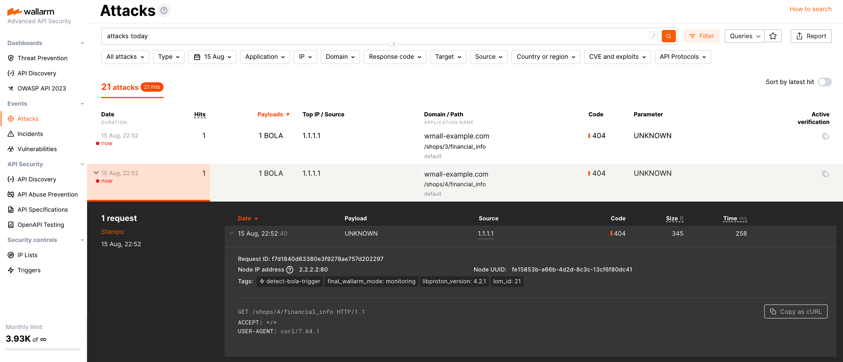 BOLA attack in the UI