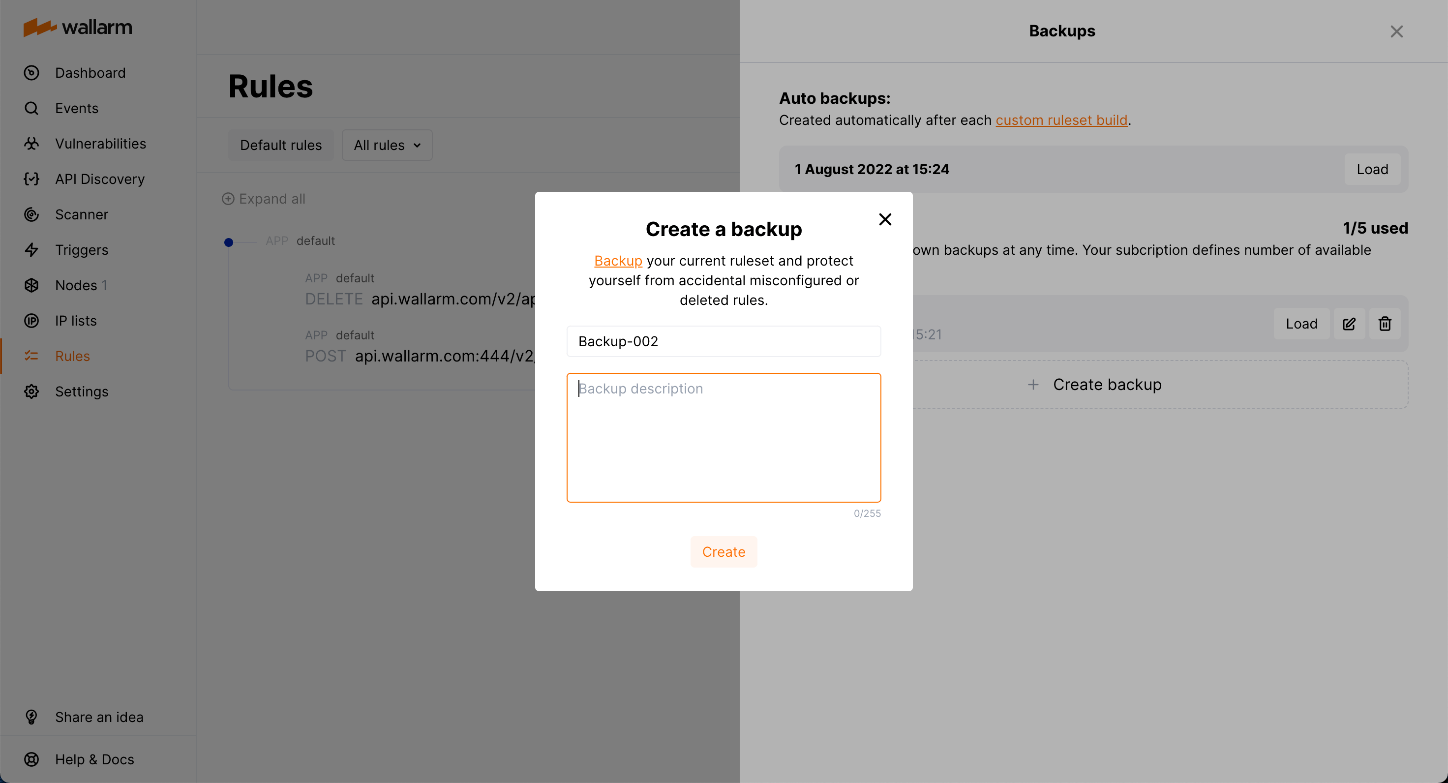 Rules - Creating backup