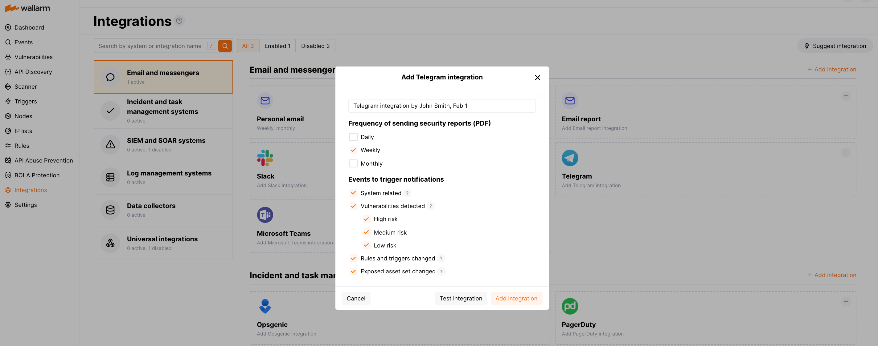 Telegram integration
