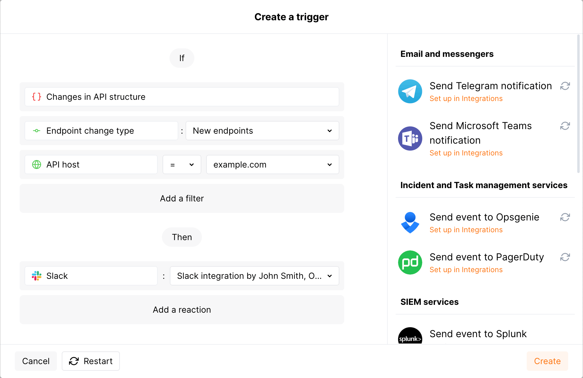 Changes in API trigger
