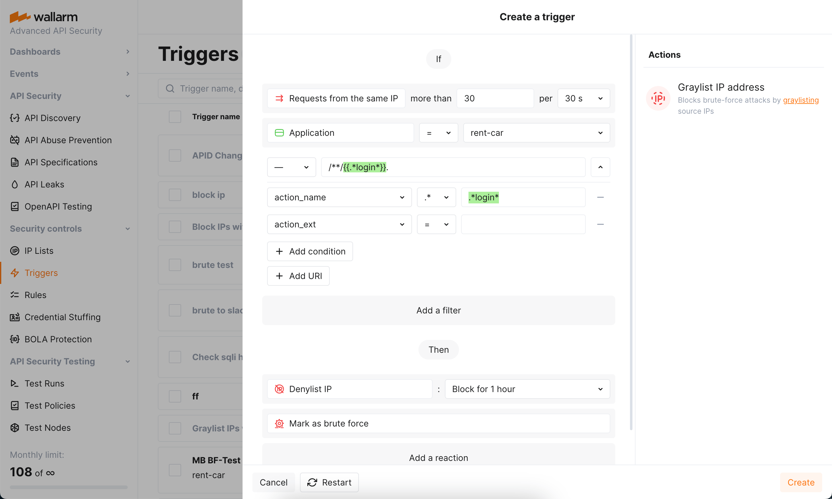 Brute force trigger example